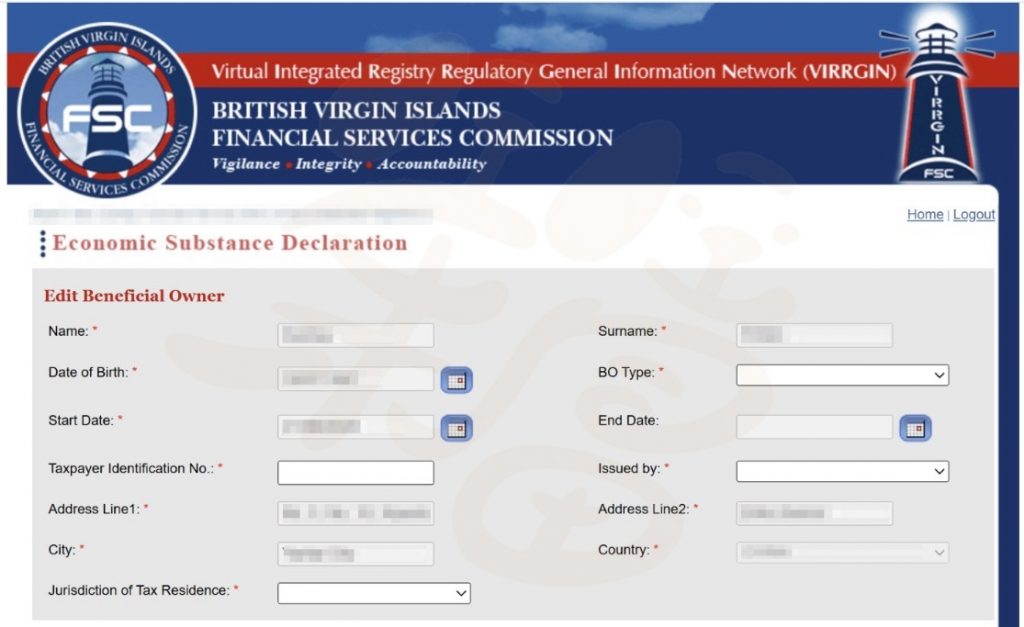 VIRRGIN 后台受益人税籍字段 Tax Residency 截图