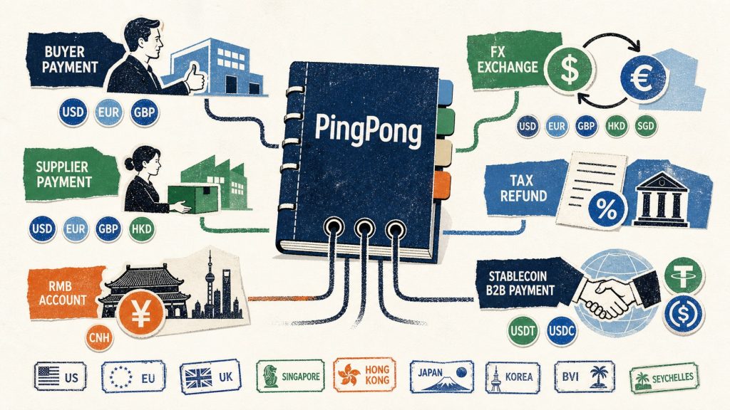 PingPong 企业账户开户支持的功能